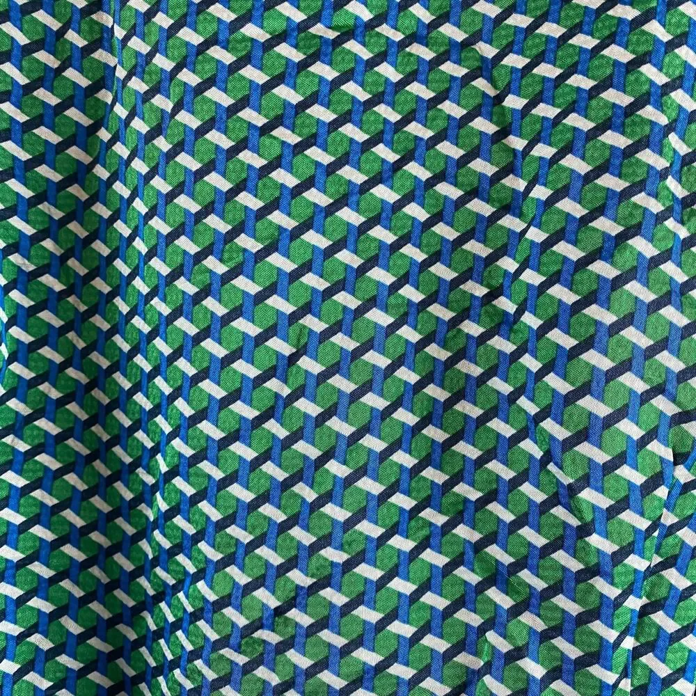 Boden NWT Kate Satin Green Geo Daze Long Sleeve Midi Shirt Dress Size 12 Office - Picture 8 of 16